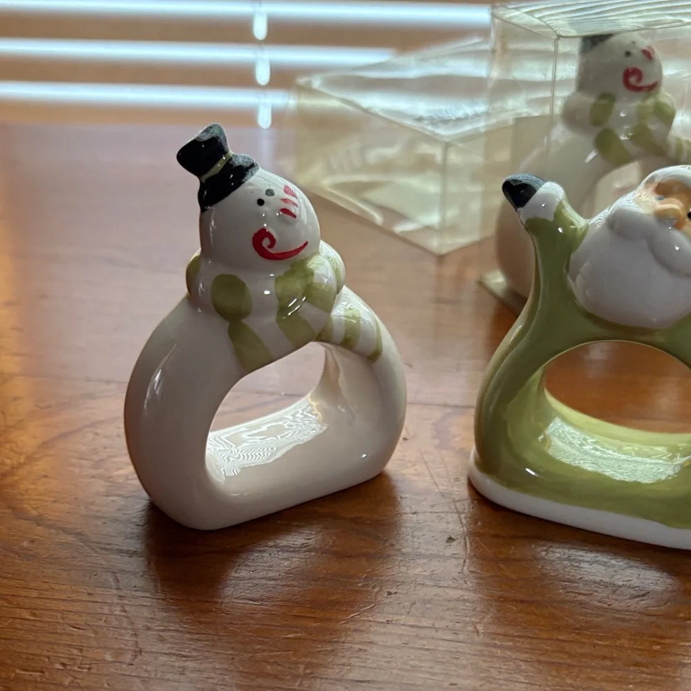 Festive Snowman Napkin Rings Set - Picture 4 of 8